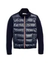 Moncler Kids' Wool Knit & Quilted Down Cardigan In Blue