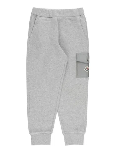 Moncler Unisex Logo Trousers For Kids - Fw25 In Gray