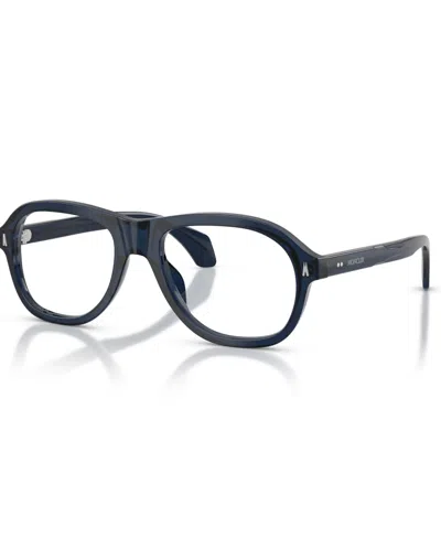 Moncler Unisex Pillow Eyeglasses, Me2025u In Shiny Transparent Dark Blue