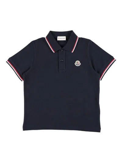 Moncler Unisex Polo Shirt With Logo For Kids In Blue