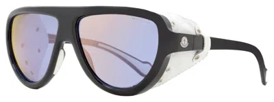 Moncler Unisex Shield Sunglasses Ml0089 01c Black/white Leather 57mm In Multi