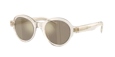 Moncler Unisex Sunglass Me6003 Rondosa In Light Brown Mirror Gold