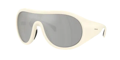 Moncler Unisex Sunglass Me8004 Cloche In Clear Mirror Silver
