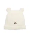 Moncler Girl's Wool Fleece Infant Beanie With Teddy Bear Ears In White