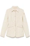 Moncler Quilted Jacket With Collared Neck And Pockets In Neutral