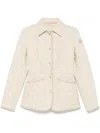 Moncler Quilted Jacket With Collared Neck And Pockets In Neutrals