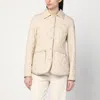 Moncler Quilted Jacket With Collared Neck And Pockets In Beige