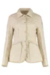 Moncler Quilted Long Sleeve Jacket Pockets In Neutral