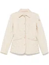 Moncler Quilted Jacket With Collared Neck And Pockets In Beige