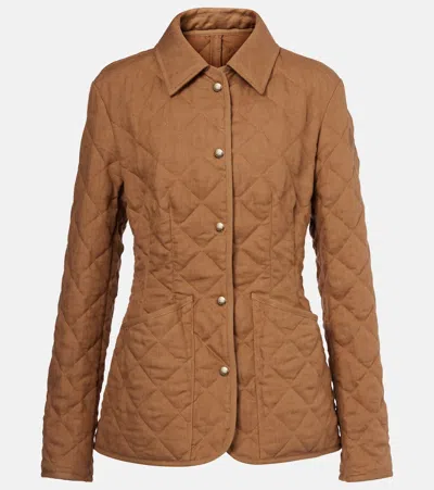 Moncler Uzes Quilted Leather-trimmed Linen Jacket In White