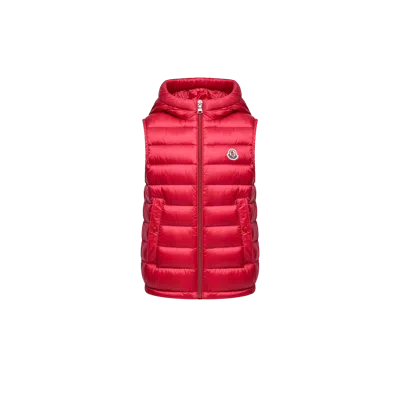 MONCLER UZZAY HOODED DOWN GILET, BOYS, RED, SIZE: 8Y