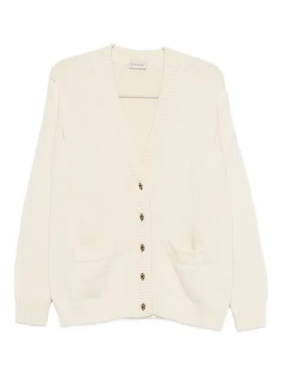 Moncler V-neck Cardigan In Neutral