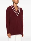 Moncler Burgundy Padded V-neck Sweater