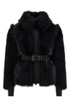 Moncler Belted Waist Down Jacket With High Collar In Black