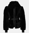 Moncler Valdivian Shearling Belted-waist Faux-fur Jacket In Black