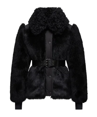 Moncler Valdivian Shearling Short Down Jacket In Black