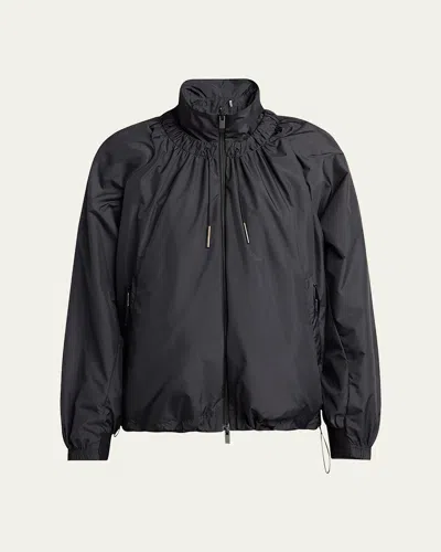 Moncler Valencay Drawstring Windbreaker Jacket In Black