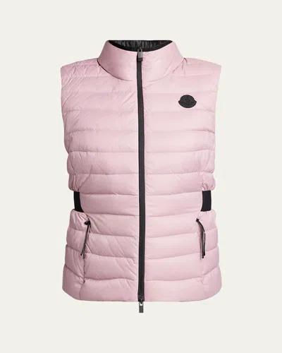 Moncler Valmarie Slim Down Puffer Vest In Pink
