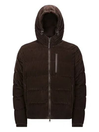 Moncler Vederna Corduroy Puffer Jacket In Brown