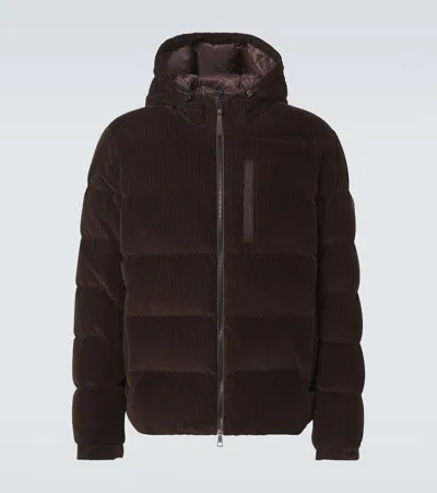 Moncler Vederna Cotton Corduroy Down Jacket In Braun