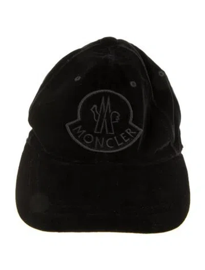 Pre-owned Moncler Velvet Baseball Hat In Black