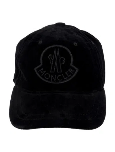 Pre-owned Moncler Velvet Baseball Hat In Black