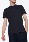 Moncler Velvet Monogram Crewneck T-shirt In Navy