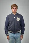 Moncler Ribbed Collar With Striped Details Jacket In Blue