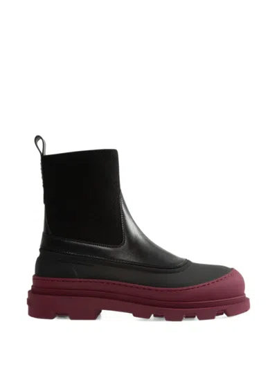 Moncler Vera Edge Leather Ankle Boots In Black
