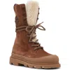 Moncler Vera High Shearling-trimmed Suede Mid-calf Boots In Multi