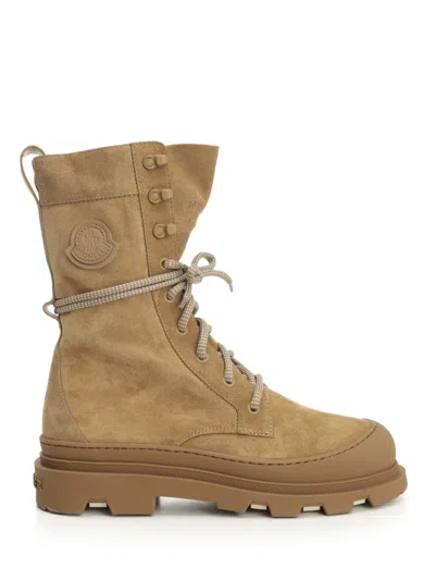 Moncler Vera High Ankle Boots Beige In Brown