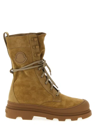 Moncler Vera High Combat Boots In Brown