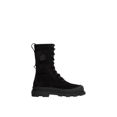 Moncler Bottes En Daim À Lacets Vera High In Black