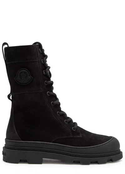 Moncler Vera High Suede Mid-calf Boots In Black