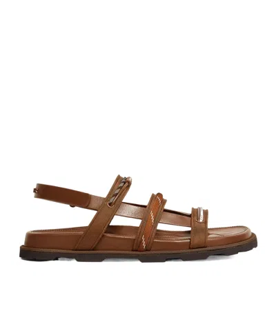 Moncler Vera Isla Leather Sandals In Brown