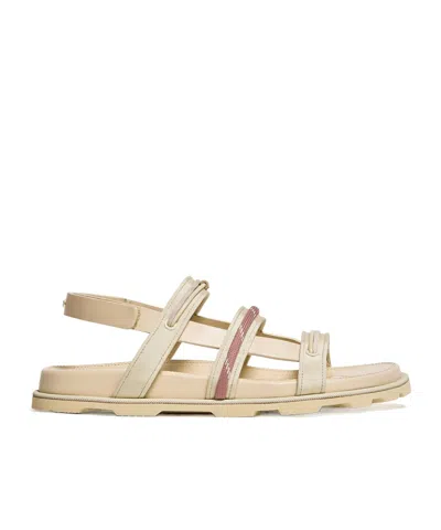 Moncler Vera Isla Leather Sandals In Neutral