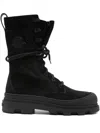 Moncler Vera Lace-up Logo-patch Boots In Black