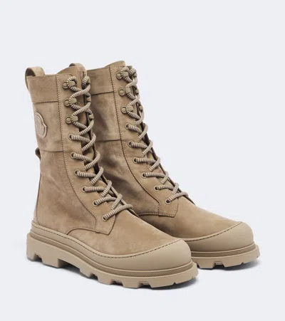 Moncler Vera Leather Ankle Boots In Beige