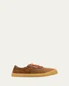 Moncler Luxe Suede Lace-up Sneakers For Women In Brown