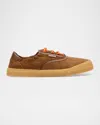 Moncler Luxe Suede Lace-up Sneakers For Women In Brown