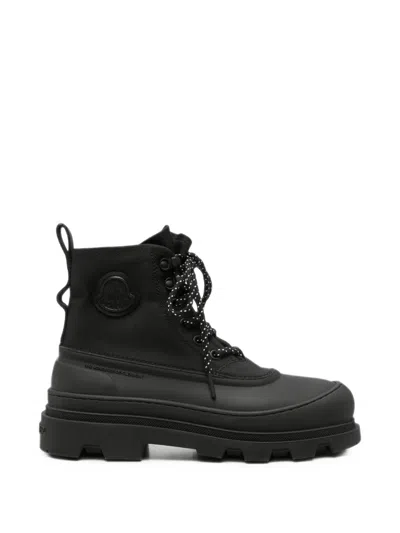 Moncler Vera Panelled Lace-up Boots In Black
