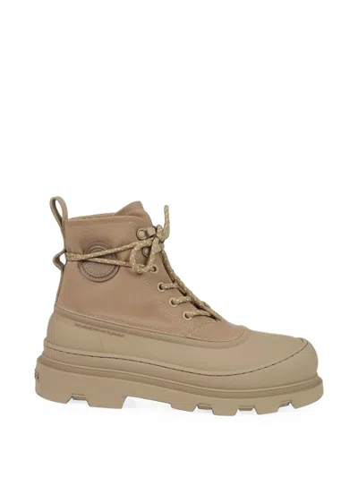 Moncler Vera Sheal Logo-patch Lace-up Boots In Brown