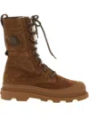 Moncler Vera Shearling Lace-up High Boots In Brown