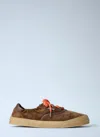 Moncler Luxe Suede Lace-up Sneakers For Women In Brown