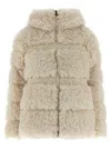 Moncler Verie Teddy Hooded Short Down Jacket In Neutral
