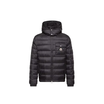 Moncler Verith Hooded Short Down Jacket, Men, Blue, Size: 7 In Black