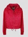 Moncler Hooded Jacket With Elastic Cuffs And Drawstring Hem In Pink & Purple
