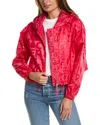 Moncler Hooded Jacket With Elastic Cuffs And Drawstring Hem In Pink