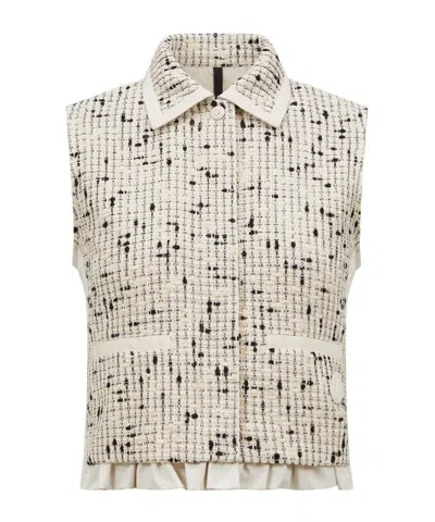 Moncler Verne Tweed Gilet In White Ivory