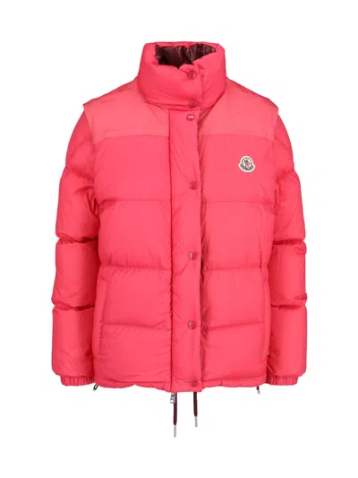 Moncler "verone 1" Reversible Crop Down Jacket In Pink